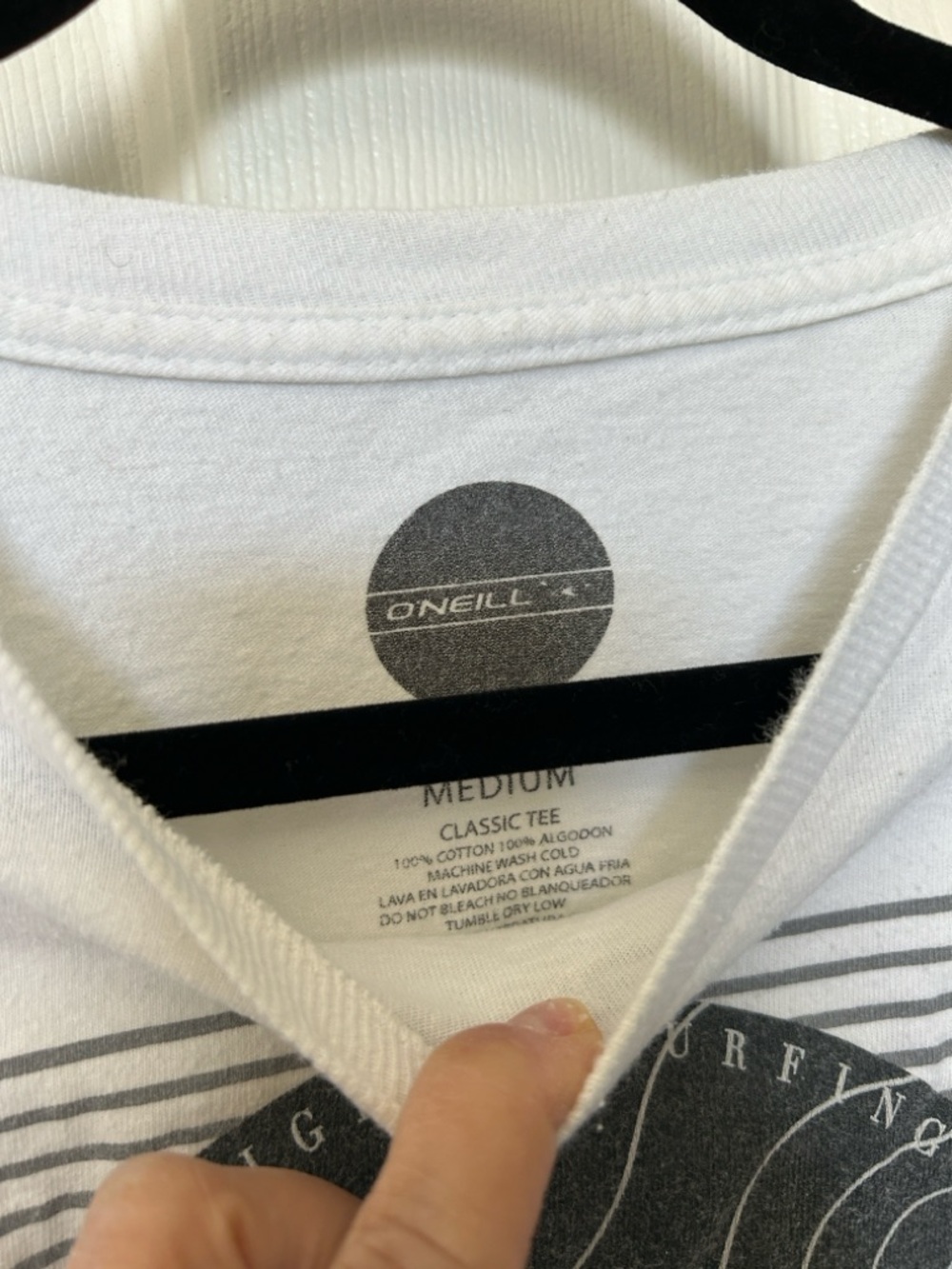 O'Neill White Tee with Blue and Green Double Circle Surf Graphic size medium - Picture 3 of 8